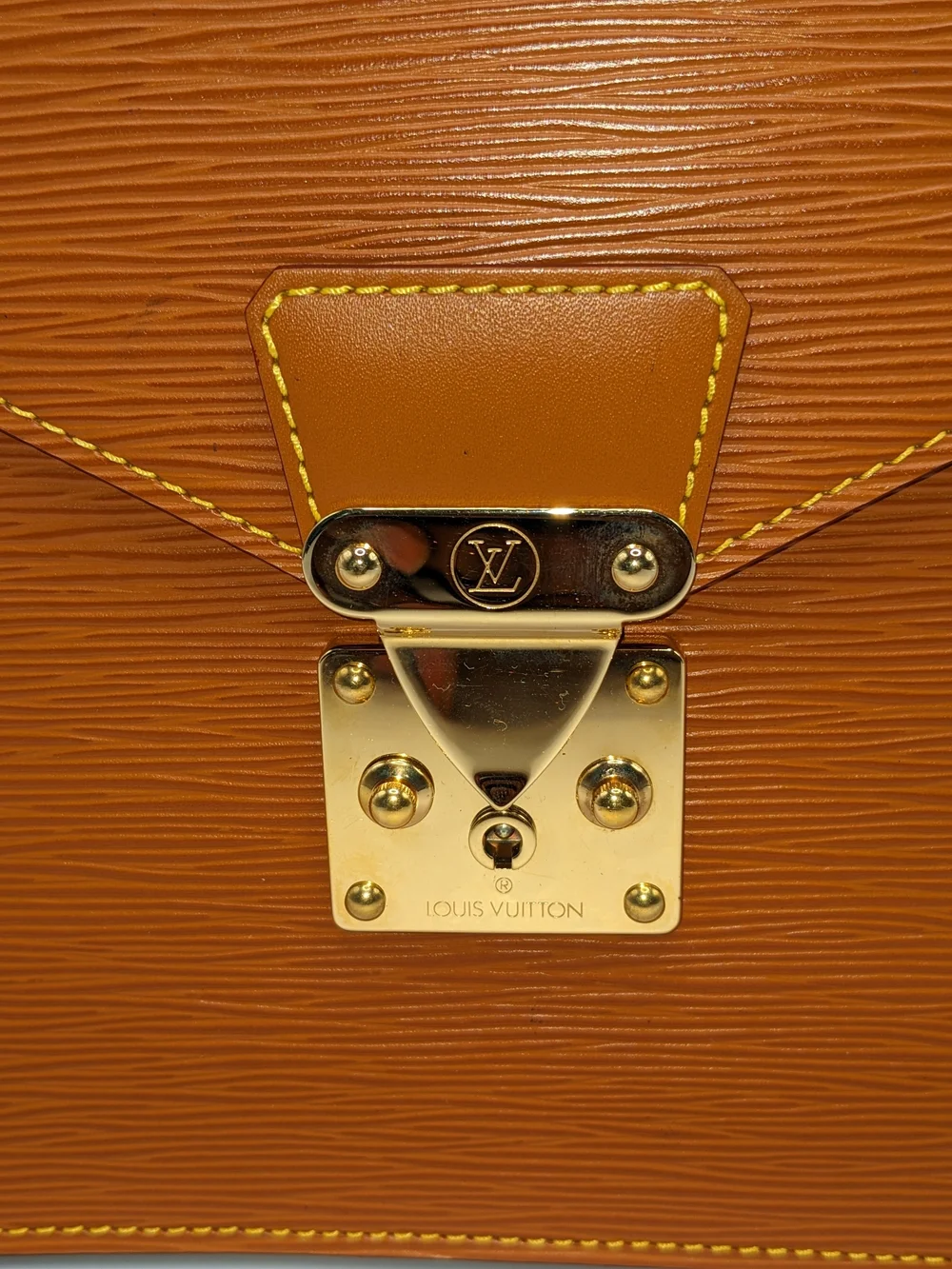 Louis Vuitton Tan Epi Leather Briefcase with Gold Hardware